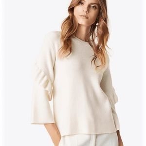 EUC Tory Burch Ashley Ruffled Bell Sleeves Pullover Knit Sweater Wool Iv…